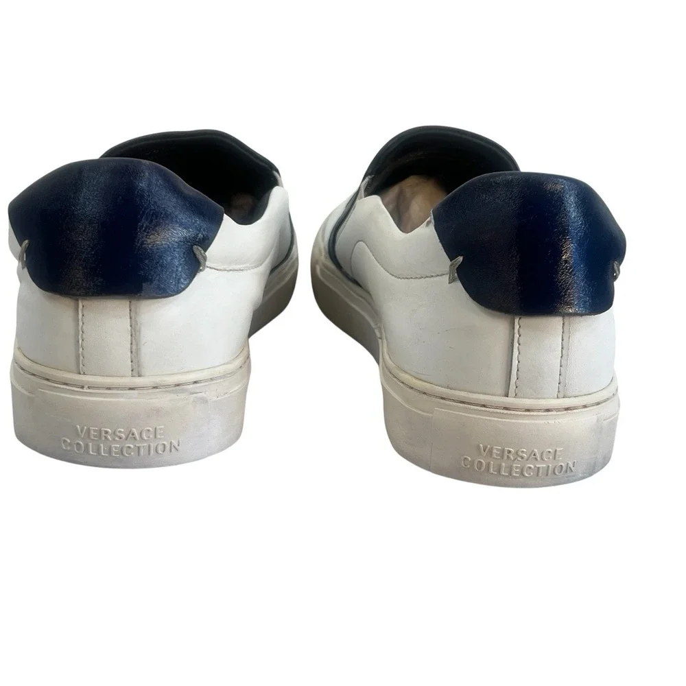 vtg Versace Collection nautical old money Leather Low Top Sneakers 44/US11 - Picture 7 of 11